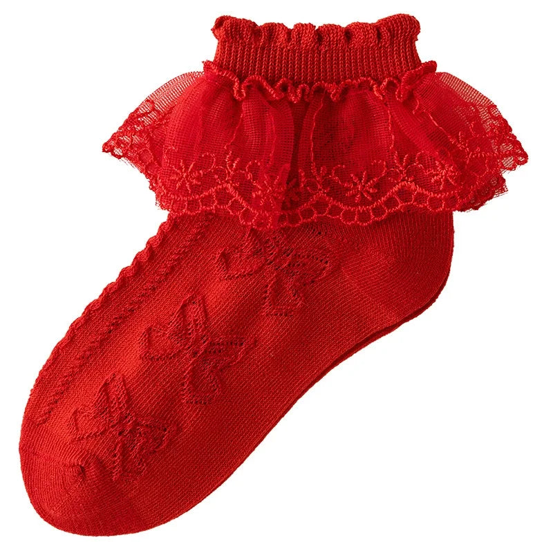 Summer Children's Socks For Girls Mesh Thin Ruffle Lace Princess Kids Elegant Socks Fashion Toddler Baby Dance Sock 1-12Years