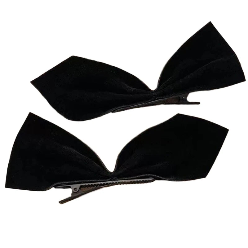 652F Girls Hair Clip Lovely Barrettes Duckbill Bowknot Shape Hairpin Satin/ Velvet Hair Clip for Teenagers Toddler Wear