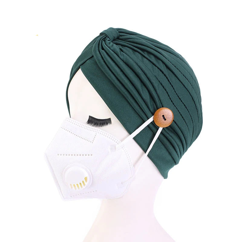 2021 Muslim Cotton Turban Hat With Button Hijab Bonner Head Wrap For Women Indian African Twist Hijab Caps Turbante Mujer