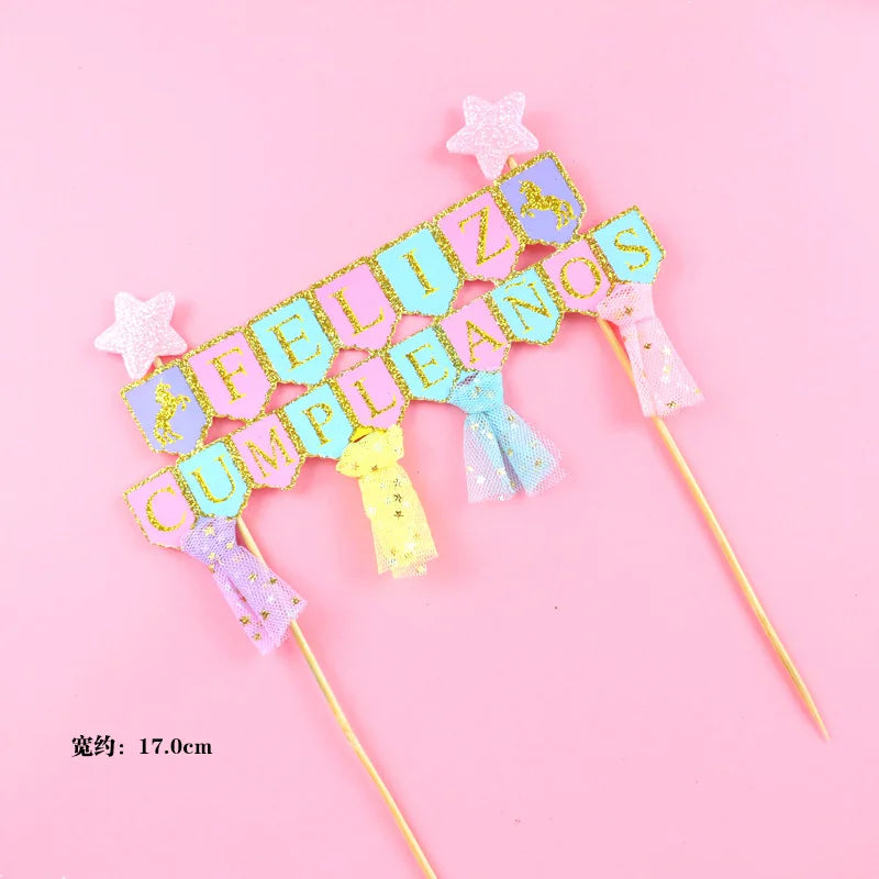 Cake Toppers Perfume Lipstick Makeup brush DIY Cupcake Topper Women Cake Flags Kids Girl Happy Birthday Bride Party Baking Decor