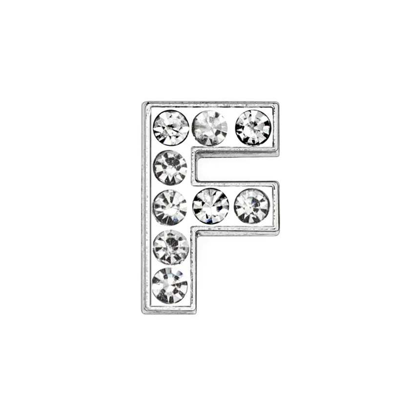 1pcs 8mm Slide Letters Charms Alphabet A-Z Alloy Rhinestone Fit DIY Wristband Bracelet Pet Collar Jewelry Making Women Kids Gift