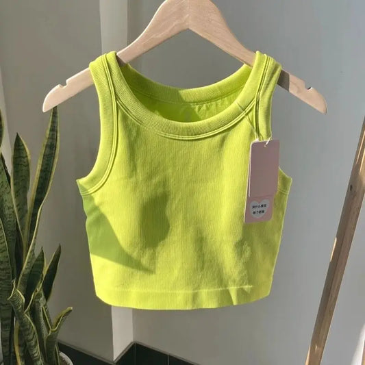 aby Girls Solid Color suspender T-shirt Tank Top Summer New Children's Bottom Shirt Sleeveless Slim Fit Short minimalist Top