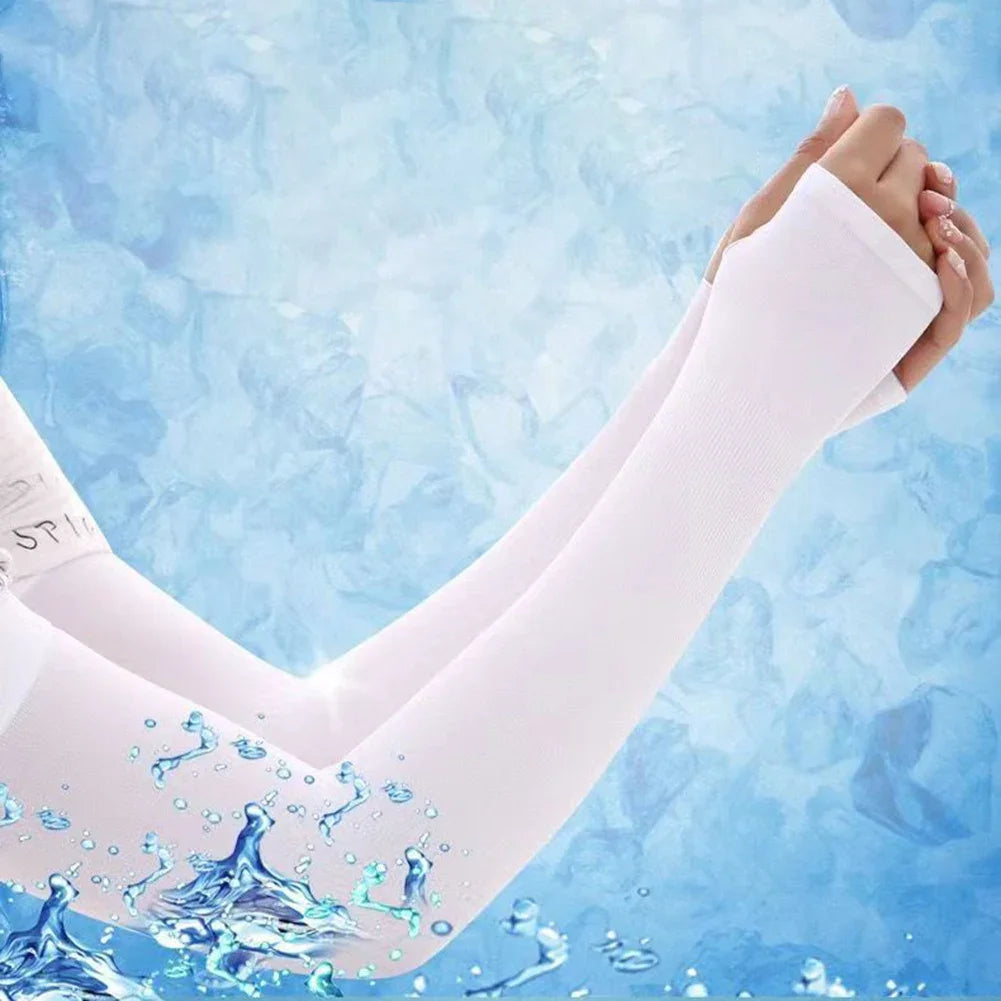 1 Pair Unisex Summer Finger Sleeve Ice Cool Wearing  Summer Outdoor Sunscreen Sleeve Sun Protection Driving Sports Hand Sleeves