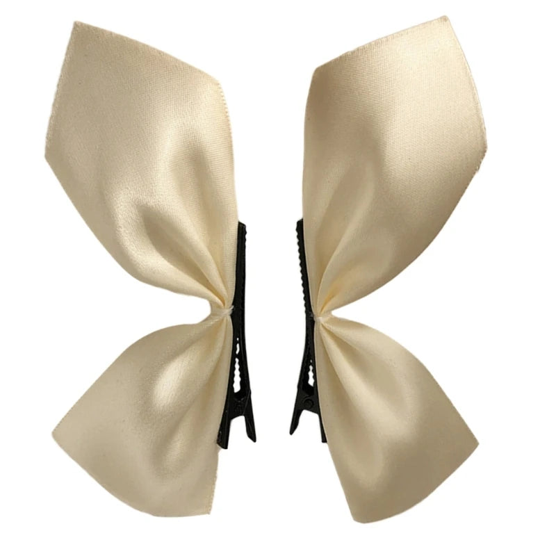 652F Girls Hair Clip Lovely Barrettes Duckbill Bowknot Shape Hairpin Satin/ Velvet Hair Clip for Teenagers Toddler Wear