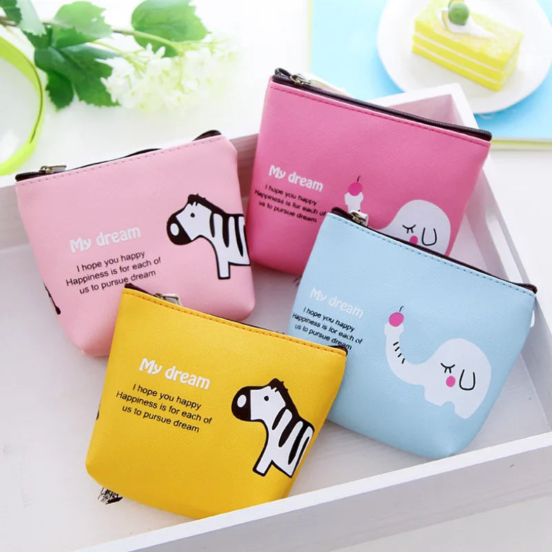 Cartoon Print Mini Portable Bags Fashion Coin Purse Card Holder Wallet Key Pouch Make up Cartoon Bag Kawaii Girls Cute Wallet