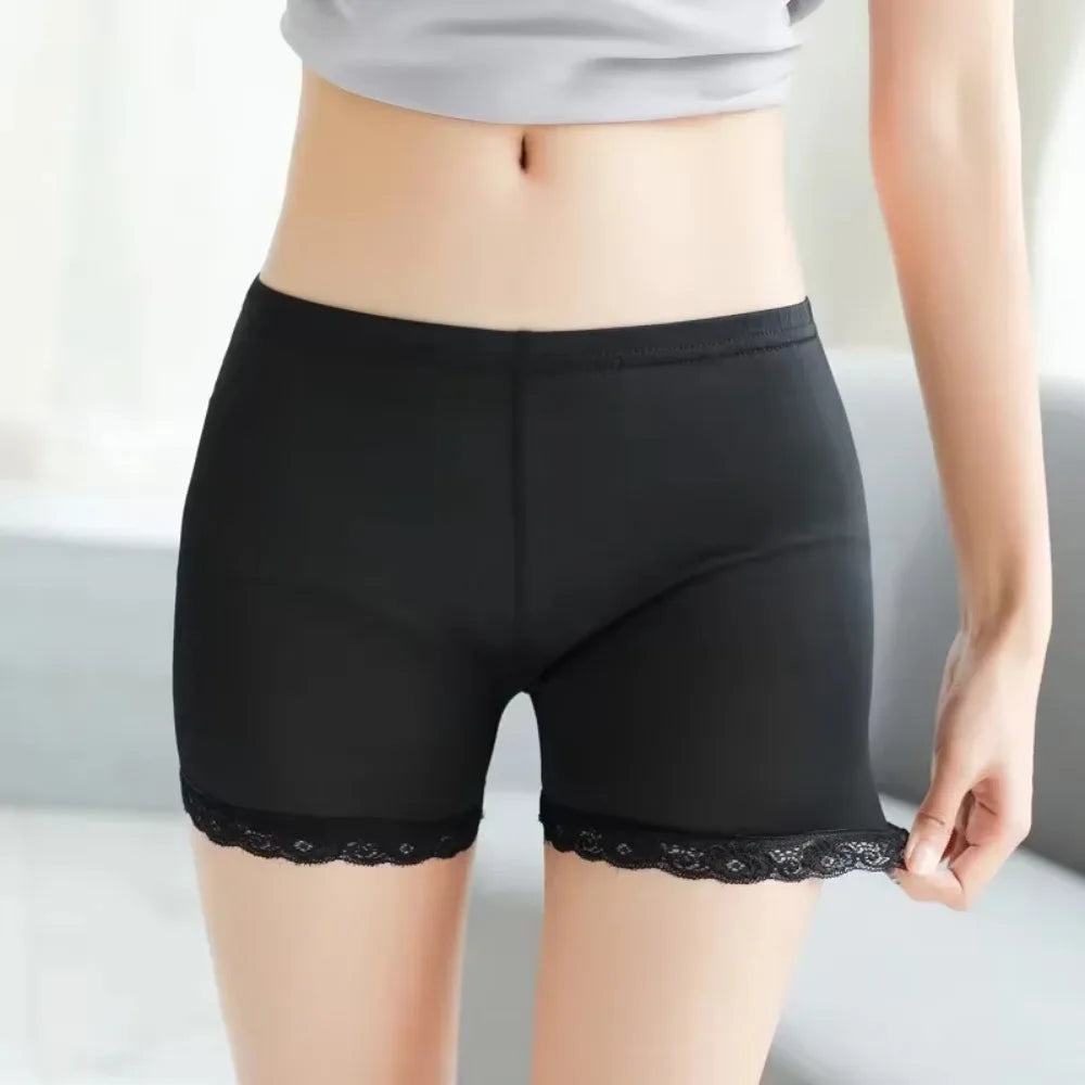 Women Safety Short Pants Summer Sexy Skinny Lace Elastic Short Slim Invisible Pants Smooth Trousers Skintight Underwear for Girl