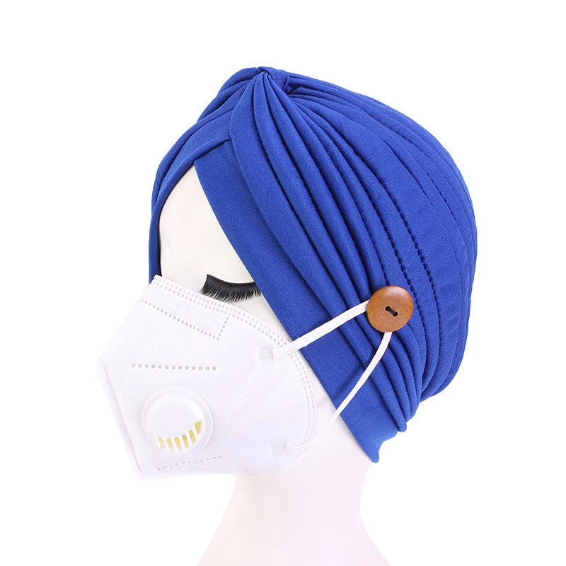 2021 Muslim Cotton Turban Hat With Button Hijab Bonner Head Wrap For Women Indian African Twist Hijab Caps Turbante Mujer