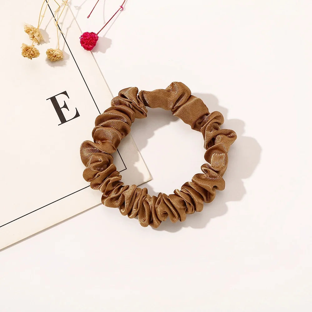 1PC Silk Satin Scrunchies Women Solid Color Hair Rope Elegant Ponytail Holder Rubber Band Elastic Hairband Hair Accessories
