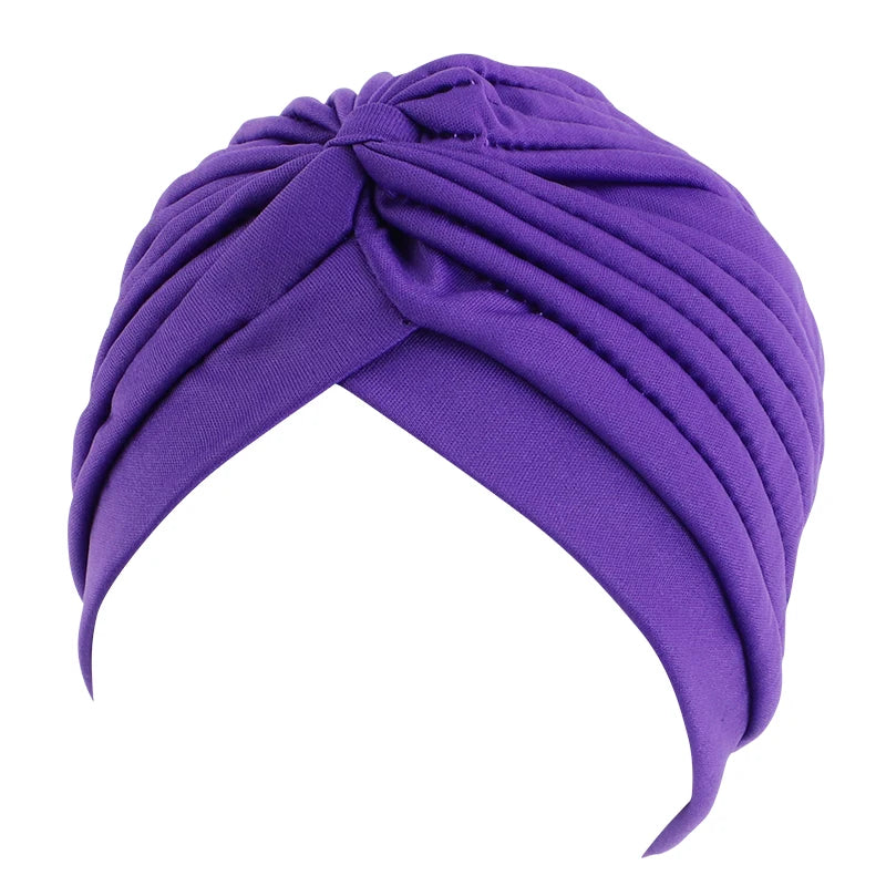 New Knotted Ruffle Turban Ladies Soft Headscarf Casual Streetwear Female Muslim Hijab Indian Hats Cancer Chemo Cap Turbante