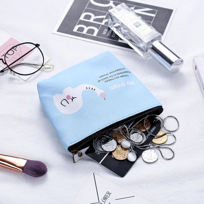 Cartoon Print Mini Portable Bags Fashion Coin Purse Card Holder Wallet Key Pouch Make up Cartoon Bag Kawaii Girls Cute Wallet