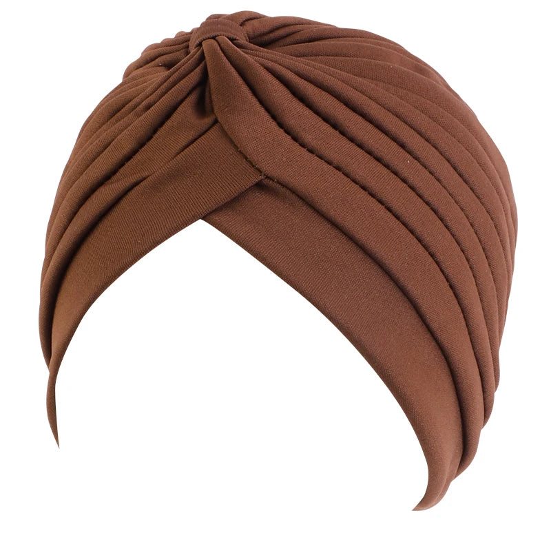 New Knotted Ruffle Turban Ladies Soft Headscarf Casual Streetwear Female Muslim Hijab Indian Hats Cancer Chemo Cap Turbante