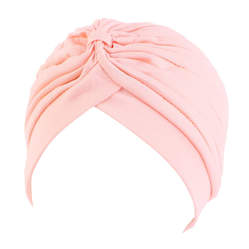 New Knotted Ruffle Turban Ladies Soft Headscarf Casual Streetwear Female Muslim Hijab Indian Hats Cancer Chemo Cap Turbante
