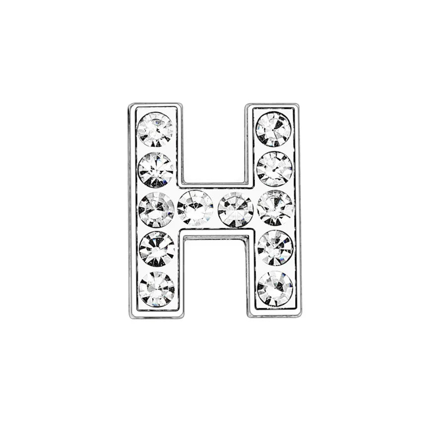 1pcs 8mm Slide Letters Charms Alphabet A-Z Alloy Rhinestone Fit DIY Wristband Bracelet Pet Collar Jewelry Making Women Kids Gift