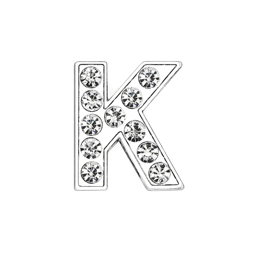 1pcs 8mm Slide Letters Charms Alphabet A-Z Alloy Rhinestone Fit DIY Wristband Bracelet Pet Collar Jewelry Making Women Kids Gift