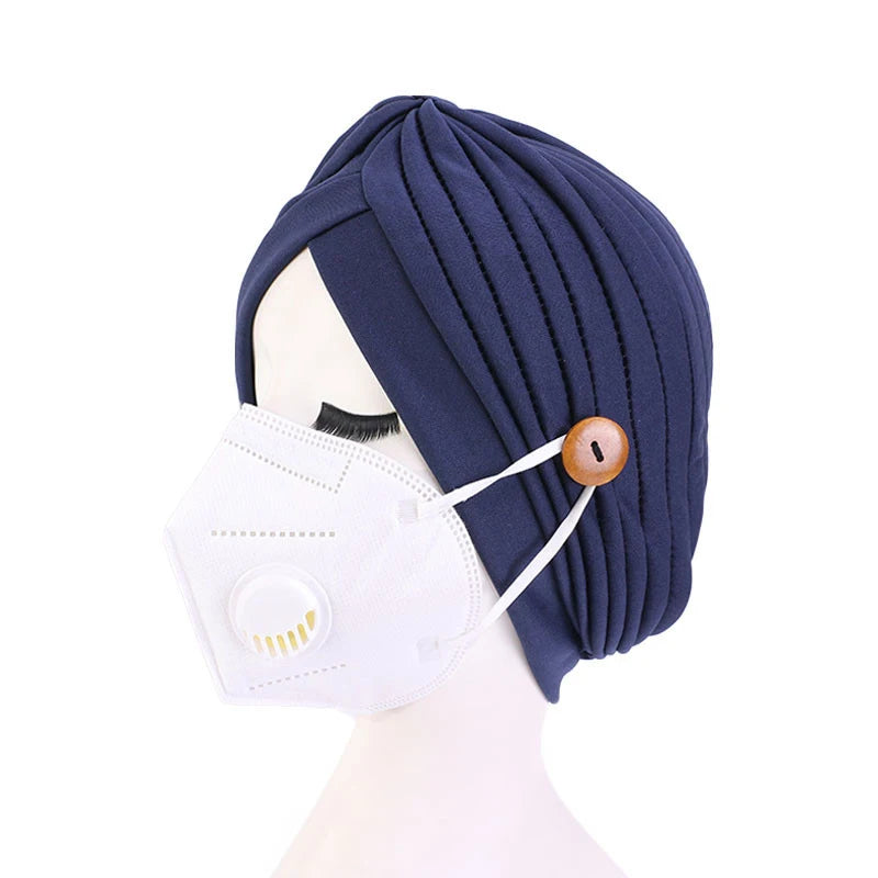 2021 Muslim Cotton Turban Hat With Button Hijab Bonner Head Wrap For Women Indian African Twist Hijab Caps Turbante Mujer