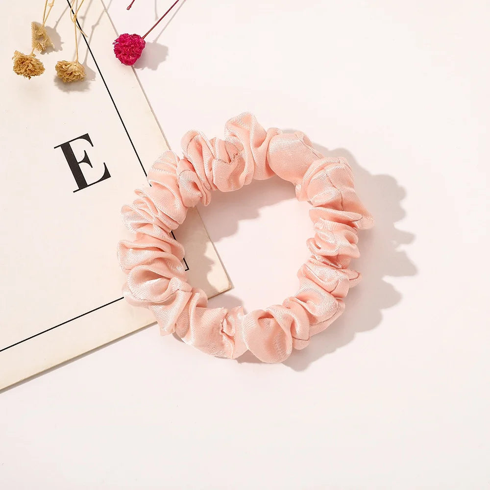 1PC Silk Satin Scrunchies Women Solid Color Hair Rope Elegant Ponytail Holder Rubber Band Elastic Hairband Hair Accessories