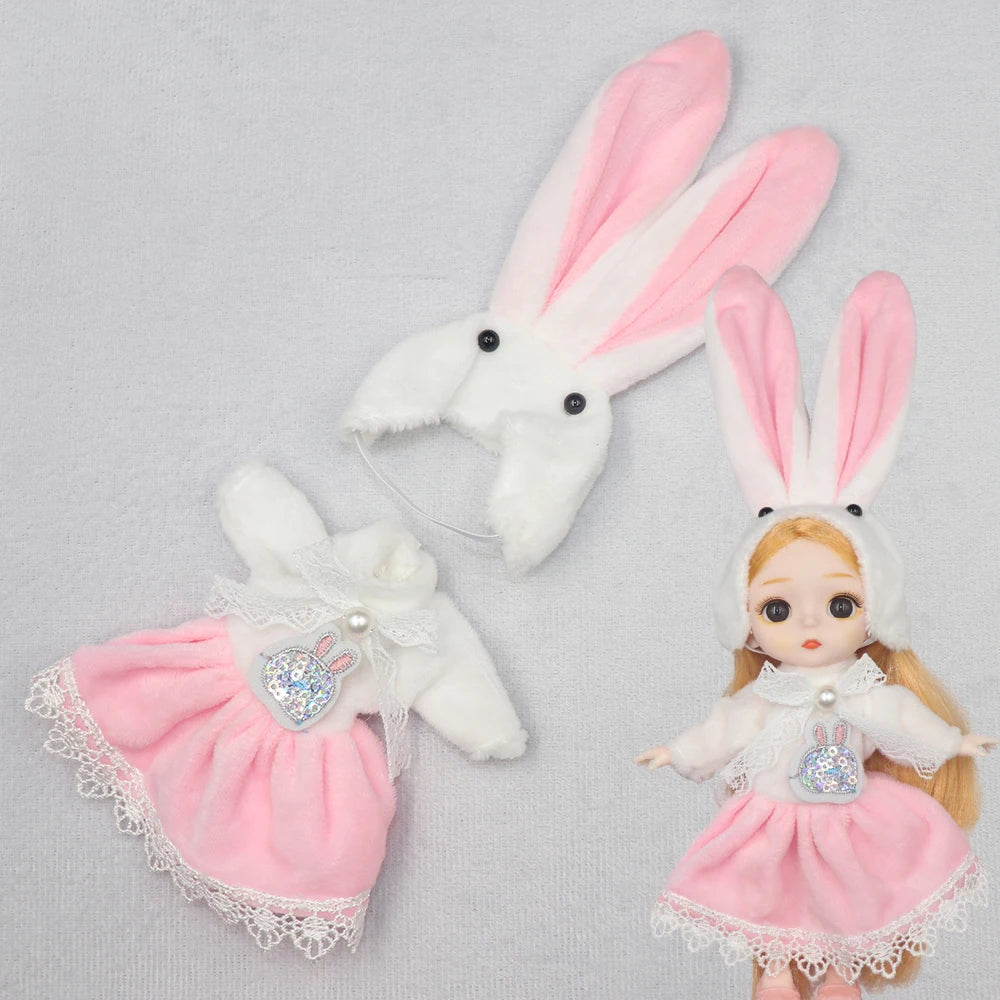 New Clothes For dolls 16 cm 15cm Bjd Clothes Hat Short Sweater Skirt For Mini Doll 1/8 1/12 6inch Hoodie Dress Up Boys and Girls