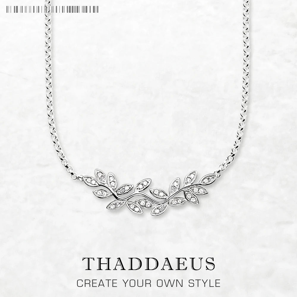 Necklace Tendrils Leaves New Link Chain Fine Jewelry Europe 925 Stering Silver Romantic Gift For Women