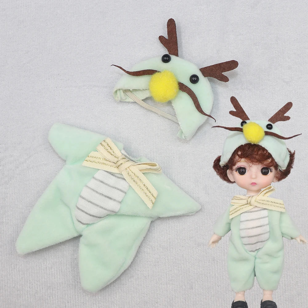 New Clothes For dolls 16 cm 15cm Bjd Clothes Hat Short Sweater Skirt For Mini Doll 1/8 1/12 6inch Hoodie Dress Up Boys and Girls