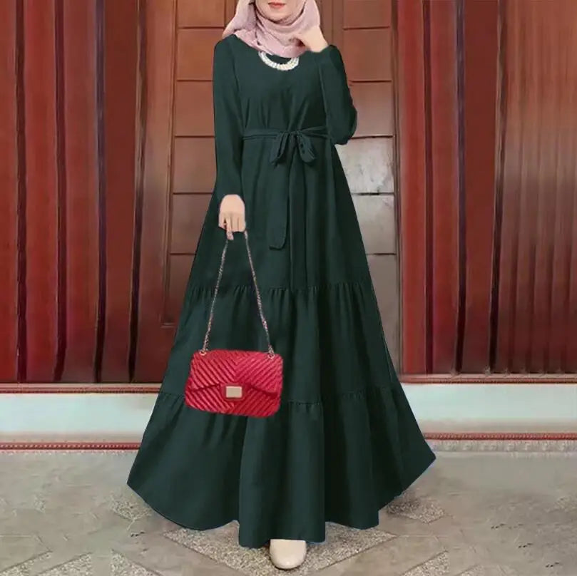 Eid Muslim Abaya for Women Print Dresses Jalabiya Sashes Kaftan Morocco Ramadan Abayas Arab Long Robe Islam Dubai Vestidos