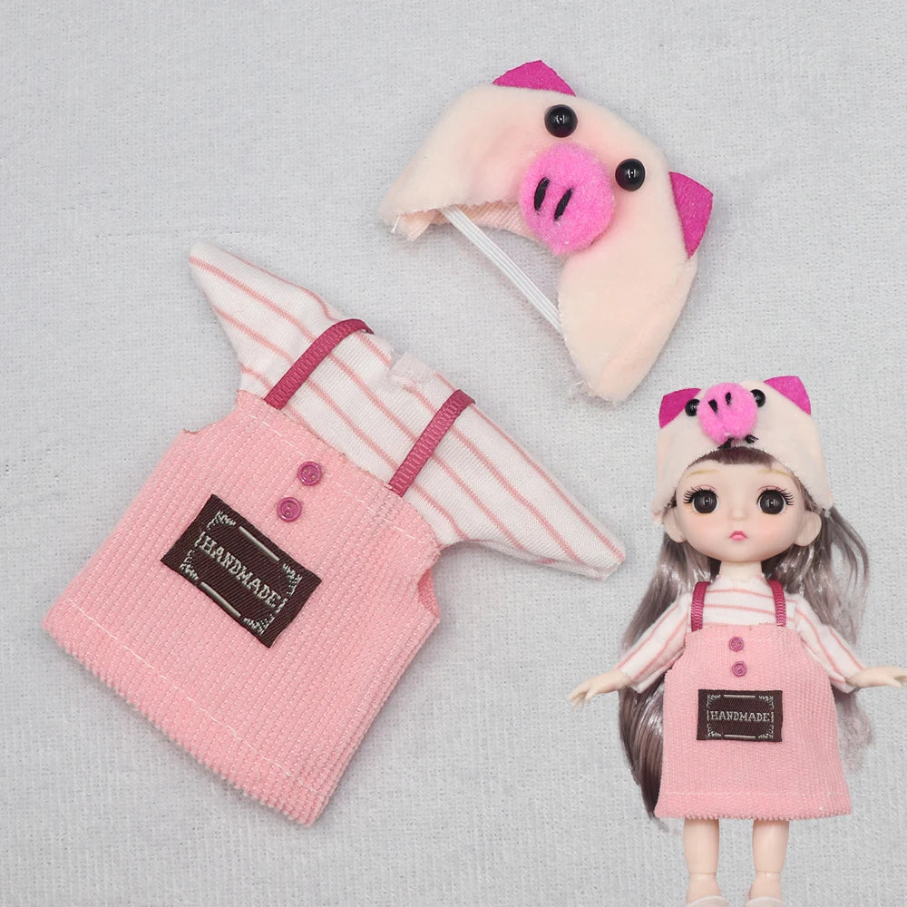 New Clothes For dolls 16 cm 15cm Bjd Clothes Hat Short Sweater Skirt For Mini Doll 1/8 1/12 6inch Hoodie Dress Up Boys and Girls