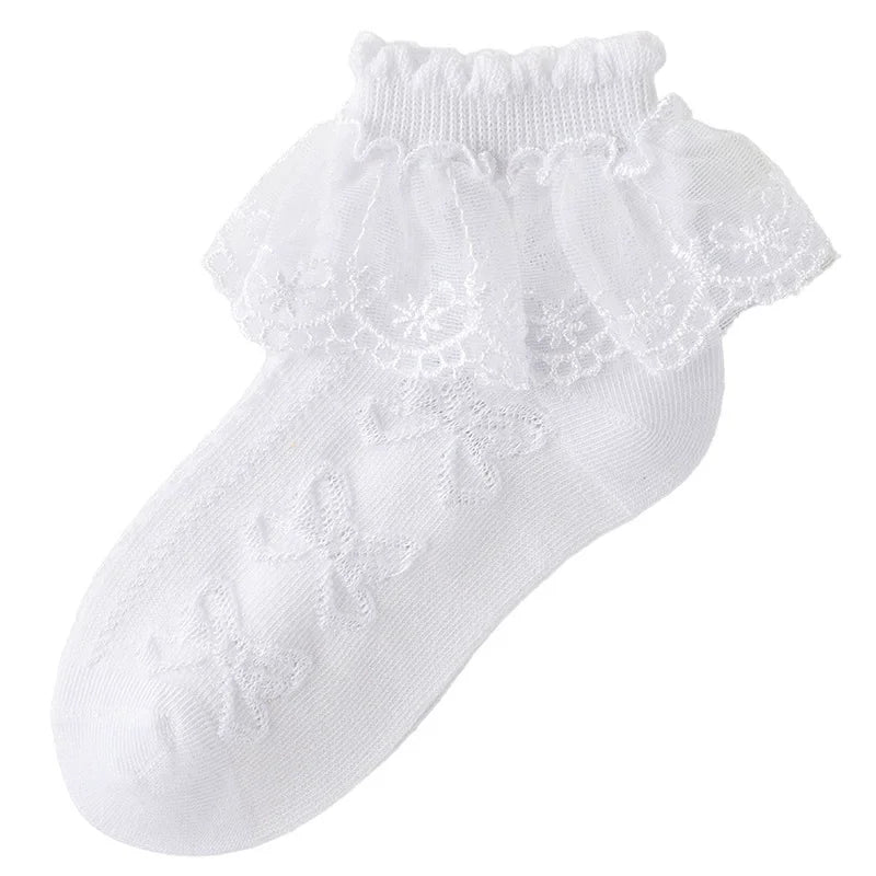 Summer Children's Socks For Girls Mesh Thin Ruffle Lace Princess Kids Elegant Socks Fashion Toddler Baby Dance Sock 1-12Years