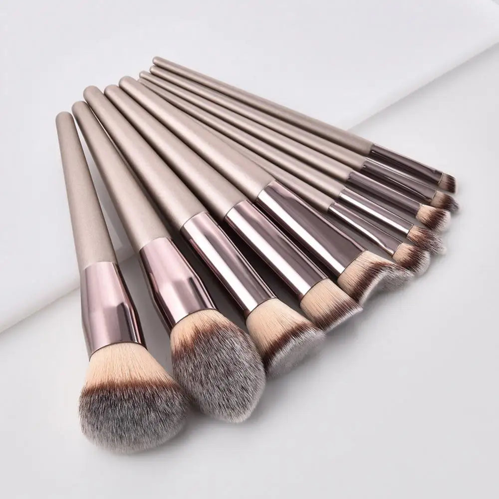 Luxury Champagne Makeup Brushes Powder Blush Eyeshadow Eyelash Concealer Lip Eye Blending Brush Make Up Brushes Set