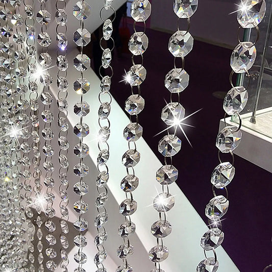 1m Home Crystal Clear Acrylic Bead Garland Chandelier Curtain Pendant Hanging Wedding Decoration Party Festive Supplies Decor