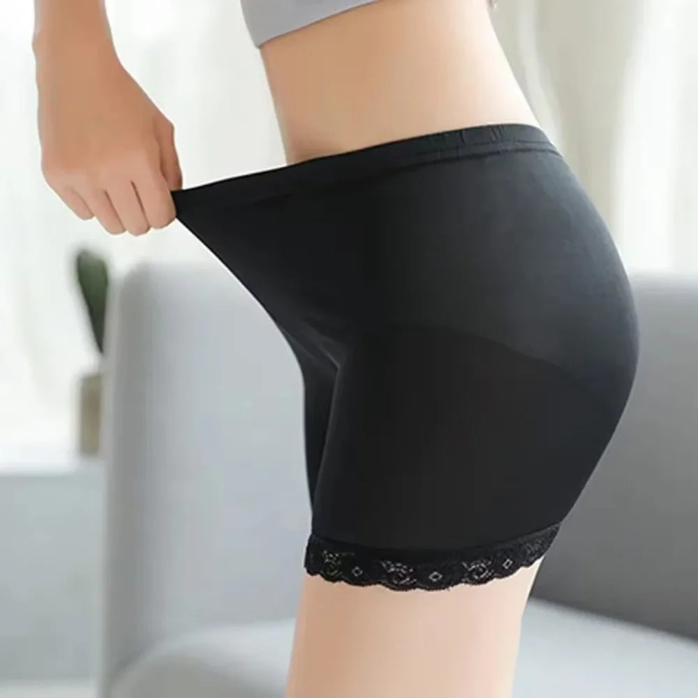 Women Safety Short Pants Summer Sexy Skinny Lace Elastic Short Slim Invisible Pants Smooth Trousers Skintight Underwear for Girl