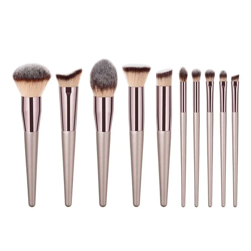 Luxury Champagne Makeup Brushes Powder Blush Eyeshadow Eyelash Concealer Lip Eye Blending Brush Make Up Brushes Set