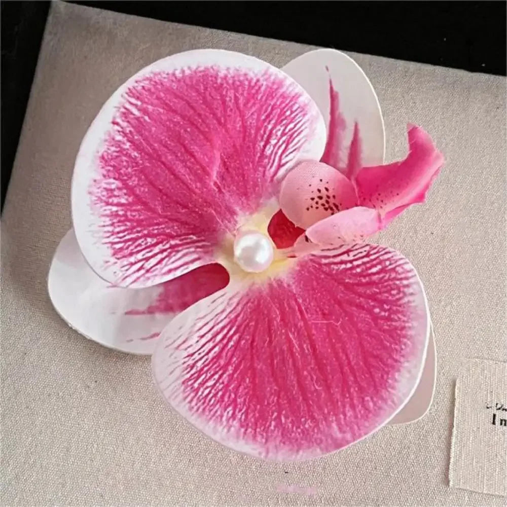 Cute Cloth Flower Hair Clip Pearl Korean Style Orchid Flower Hairpin Female Hair Accessories Duckbill Clip Girl Hair Clip Summer