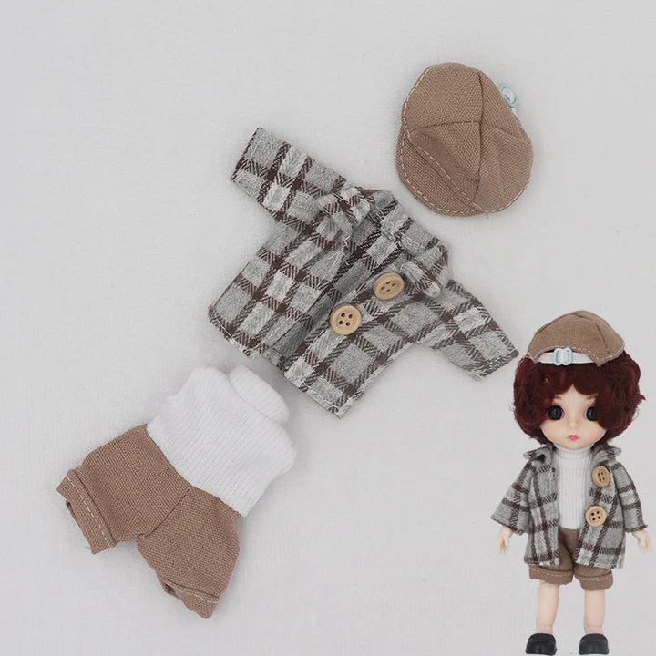 New Clothes For dolls 16 cm 15cm Bjd Clothes Hat Short Sweater Skirt For Mini Doll 1/8 1/12 6inch Hoodie Dress Up Boys and Girls
