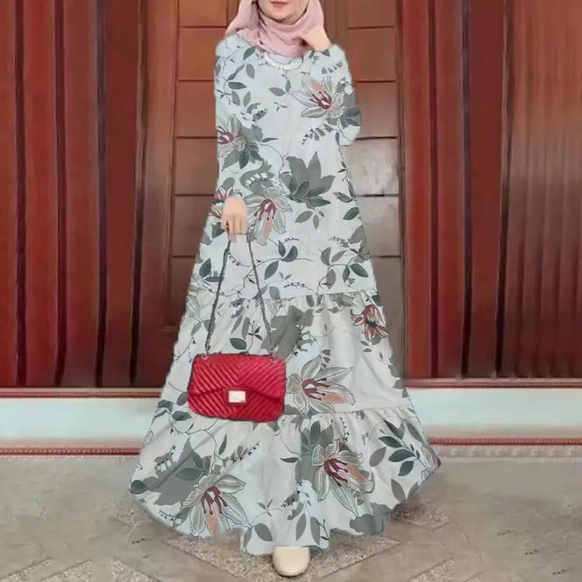 Eid Muslim Abaya for Women Print Dresses Jalabiya Sashes Kaftan Morocco Ramadan Abayas Arab Long Robe Islam Dubai Vestidos