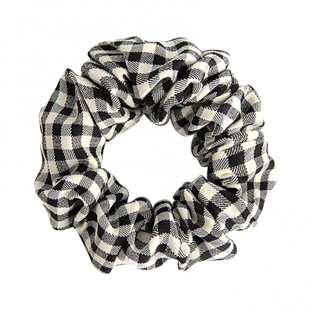 Korean Plaid Pattern Hair Ring Fabric Girl Scrunchie Ponytail Elastic Hairband