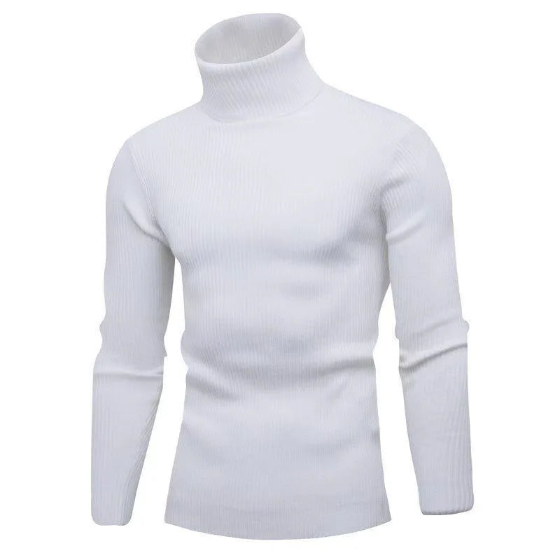 Men Pullovers Tops Turtleneck Sweaters Solid Knitted Full Sleeve Casual Regular Top Knit Thick Splice Slim Fit Autumn Winter