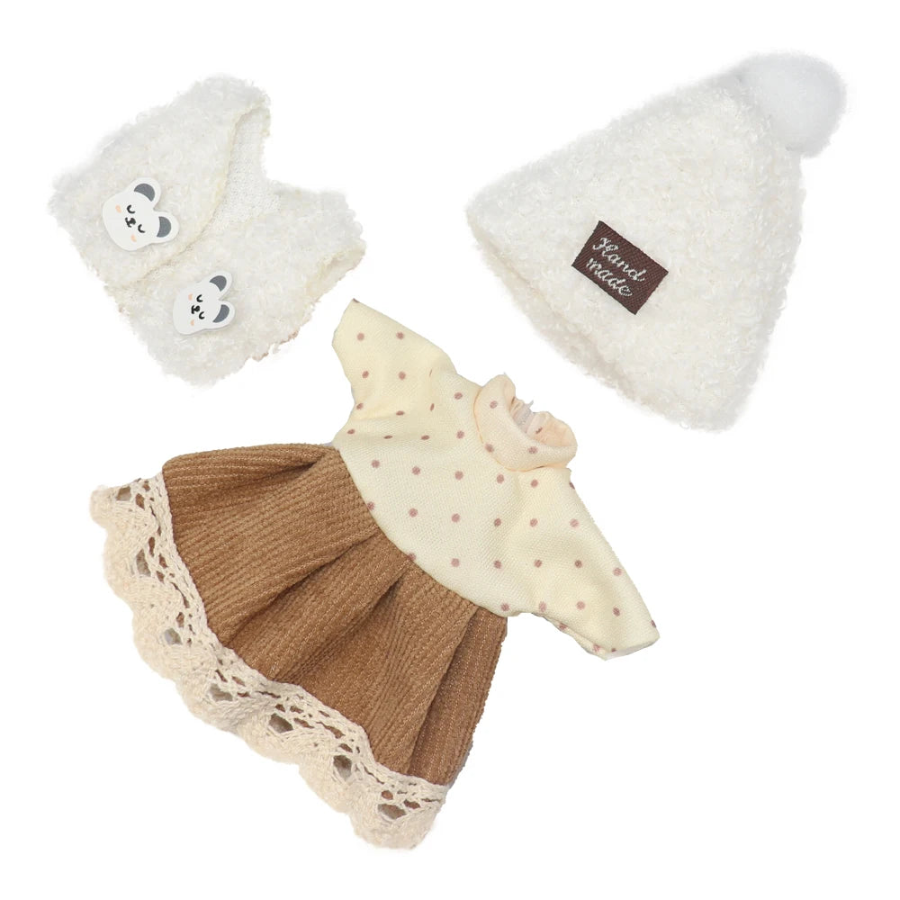 New Clothes For dolls 16 cm 15cm Bjd Clothes Hat Short Sweater Skirt For Mini Doll 1/8 1/12 6inch Hoodie Dress Up Boys and Girls