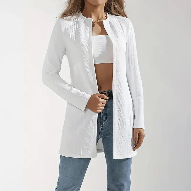 Women Long Sleeve Coats Slim Fit Solid Round Neck Cardigan Spliced Jackets Casual Skinny Coat Top Lady Sporty Sutumn 2025