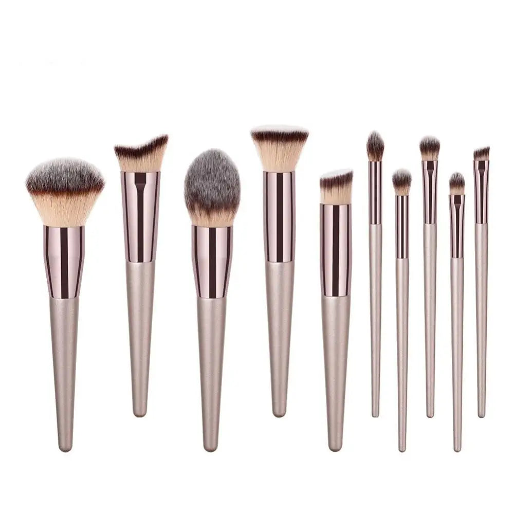 Luxury Champagne Makeup Brushes Powder Blush Eyeshadow Eyelash Concealer Lip Eye Blending Brush Make Up Brushes Set