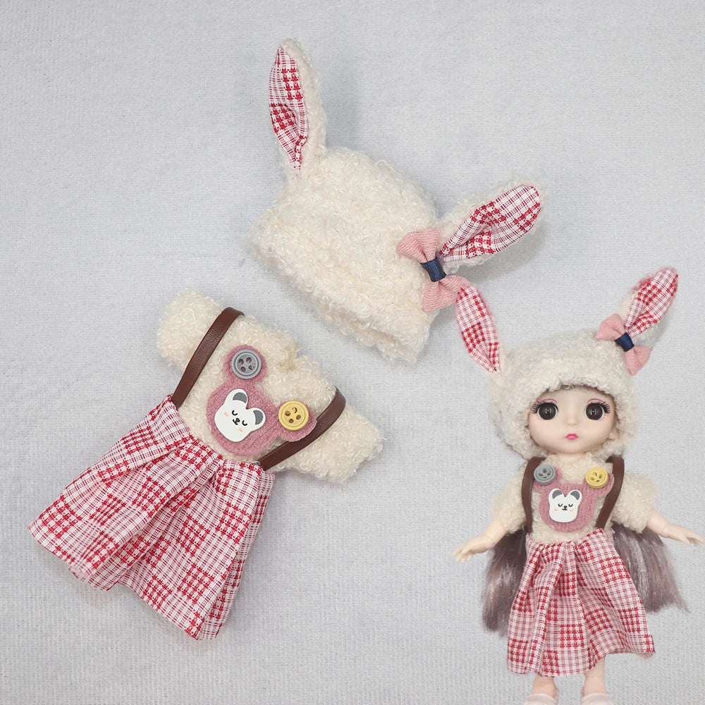 New Clothes For dolls 16 cm 15cm Bjd Clothes Hat Short Sweater Skirt For Mini Doll 1/8 1/12 6inch Hoodie Dress Up Boys and Girls