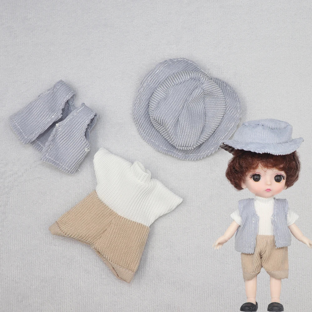 New Clothes For dolls 16 cm 15cm Bjd Clothes Hat Short Sweater Skirt For Mini Doll 1/8 1/12 6inch Hoodie Dress Up Boys and Girls