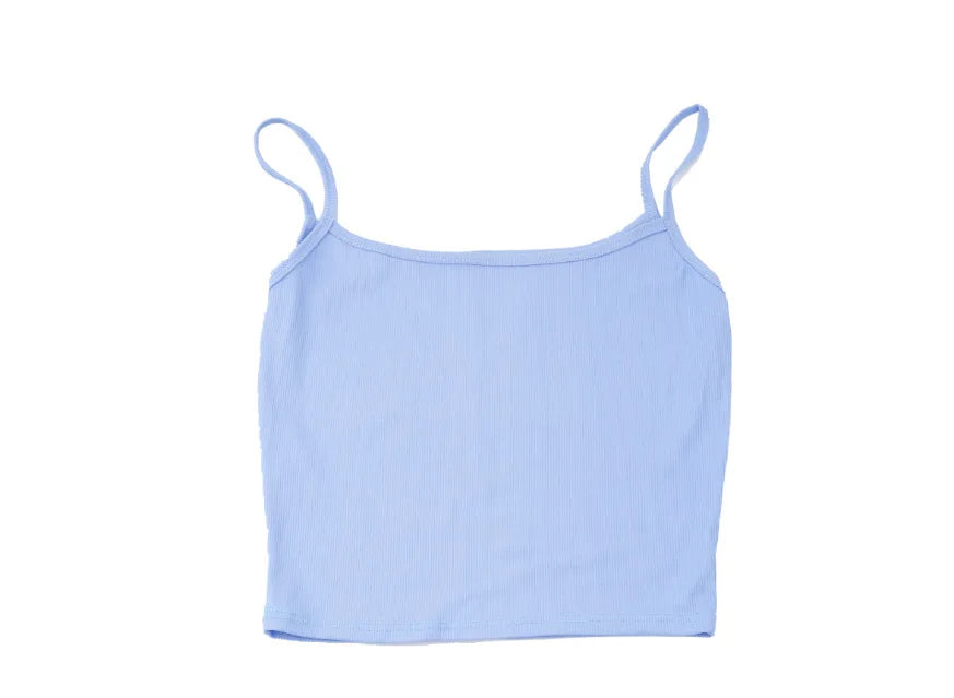 Summer New Solid Color Small Camisole for Girls and Students, with A Slimming Look and A Versatile Thread Vest. Short Base Shirt