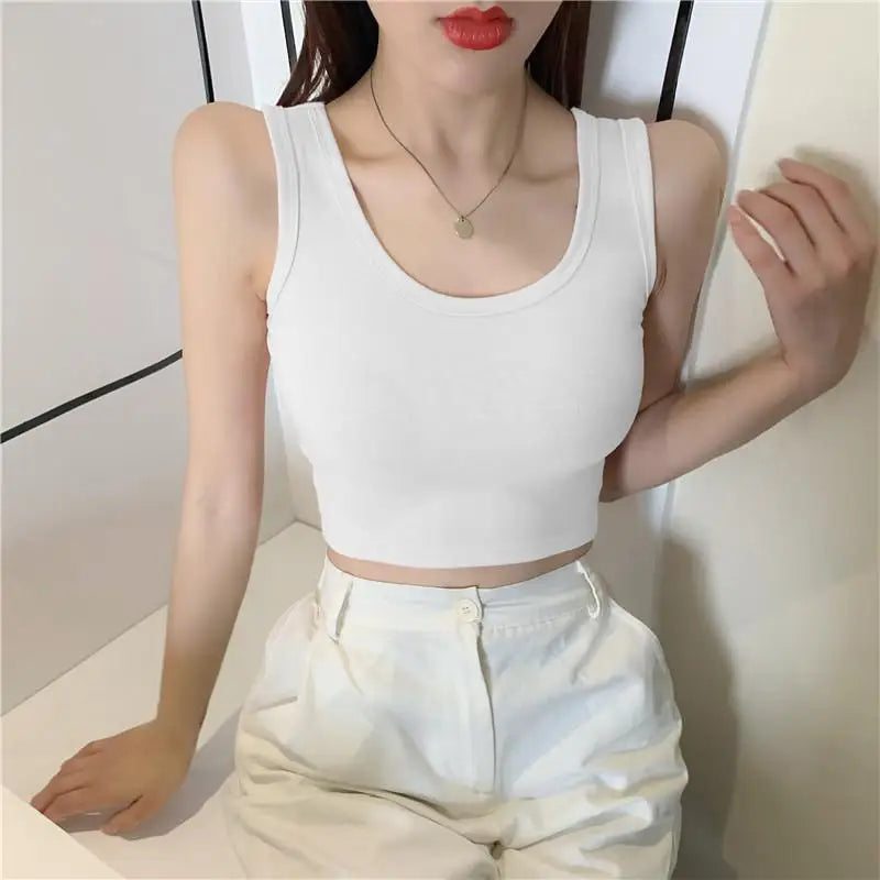 Women's New White Camisole Vest, Fashionable Suit, Inner Layer, Bottom Layer, Outer Layer, H-shaped Broadband Casual Black Top