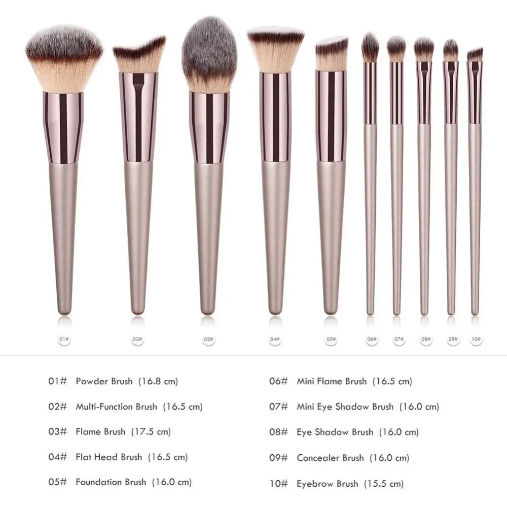 Luxury Champagne Makeup Brushes Powder Blush Eyeshadow Eyelash Concealer Lip Eye Blending Brush Make Up Brushes Set