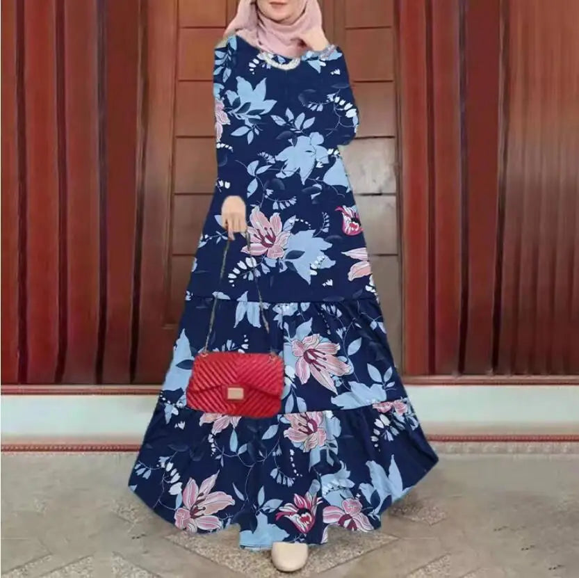 Eid Muslim Abaya for Women Print Dresses Jalabiya Sashes Kaftan Morocco Ramadan Abayas Arab Long Robe Islam Dubai Vestidos