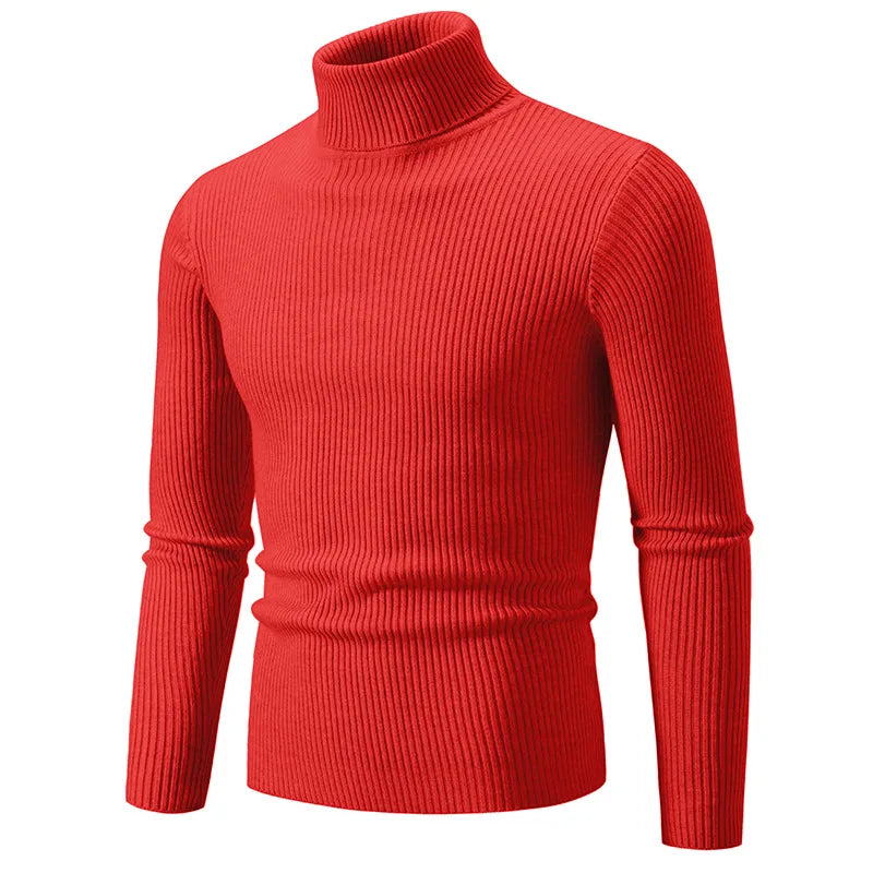 Men Pullovers Tops Turtleneck Sweaters Solid Knitted Full Sleeve Casual Regular Top Knit Thick Splice Slim Fit Autumn Winter