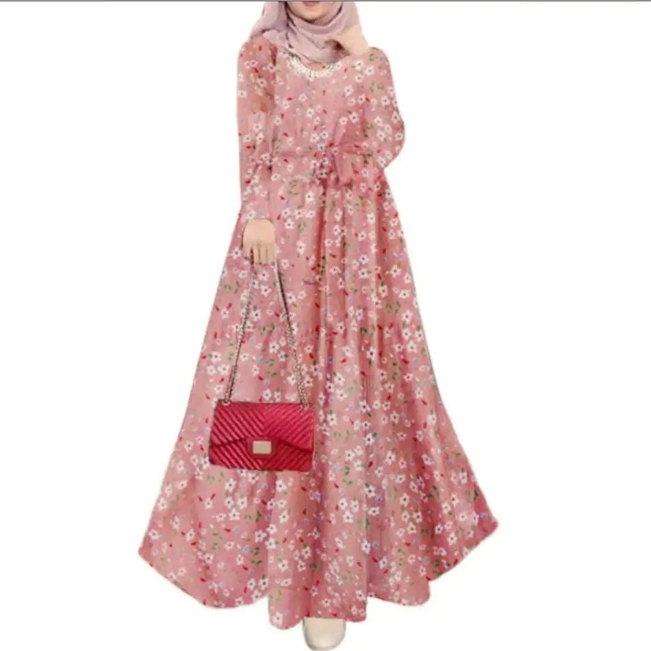 Eid Muslim Abaya for Women Print Dresses Jalabiya Sashes Kaftan Morocco Ramadan Abayas Arab Long Robe Islam Dubai Vestidos