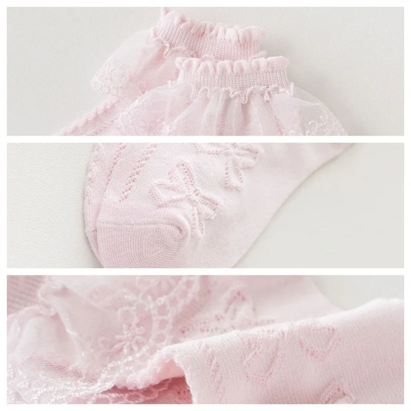 Summer Children's Socks For Girls Mesh Thin Ruffle Lace Princess Kids Elegant Socks Fashion Toddler Baby Dance Sock 1-12Years