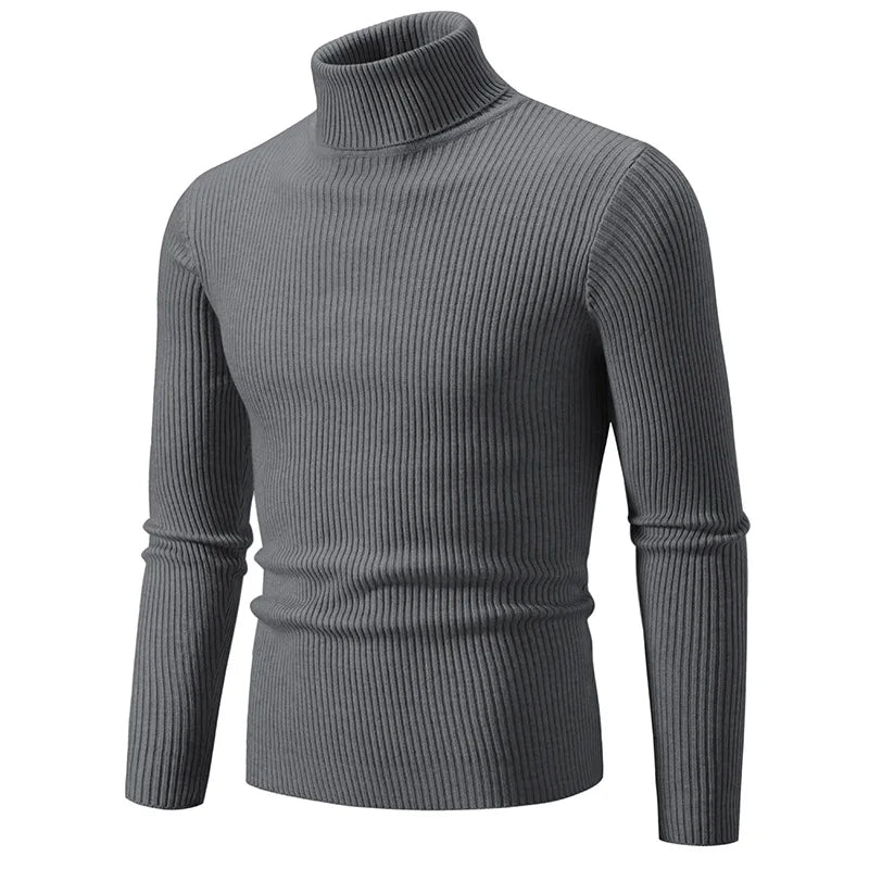Men Pullovers Tops Turtleneck Sweaters Solid Knitted Full Sleeve Casual Regular Top Knit Thick Splice Slim Fit Autumn Winter