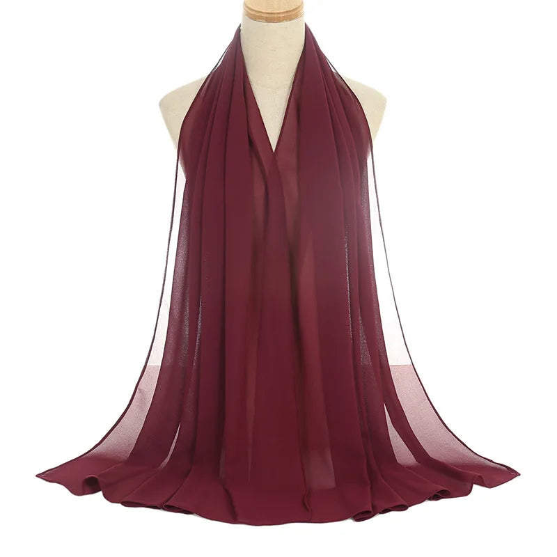 Ramadan Hijab Chiffon for Muslim Women Solid Black Color Headscarf Long Size Evening Party Islam Scarf Fashion Turban All Match