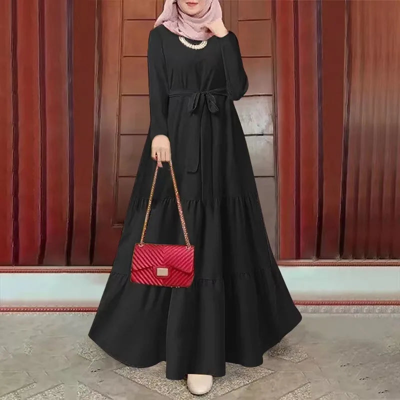 Eid Muslim Abaya for Women Print Dresses Jalabiya Sashes Kaftan Morocco Ramadan Abayas Arab Long Robe Islam Dubai Vestidos